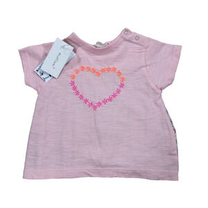Everbloom Baby 6 Months Pink Embroidered Flower Heart Billy Tee Shirt New